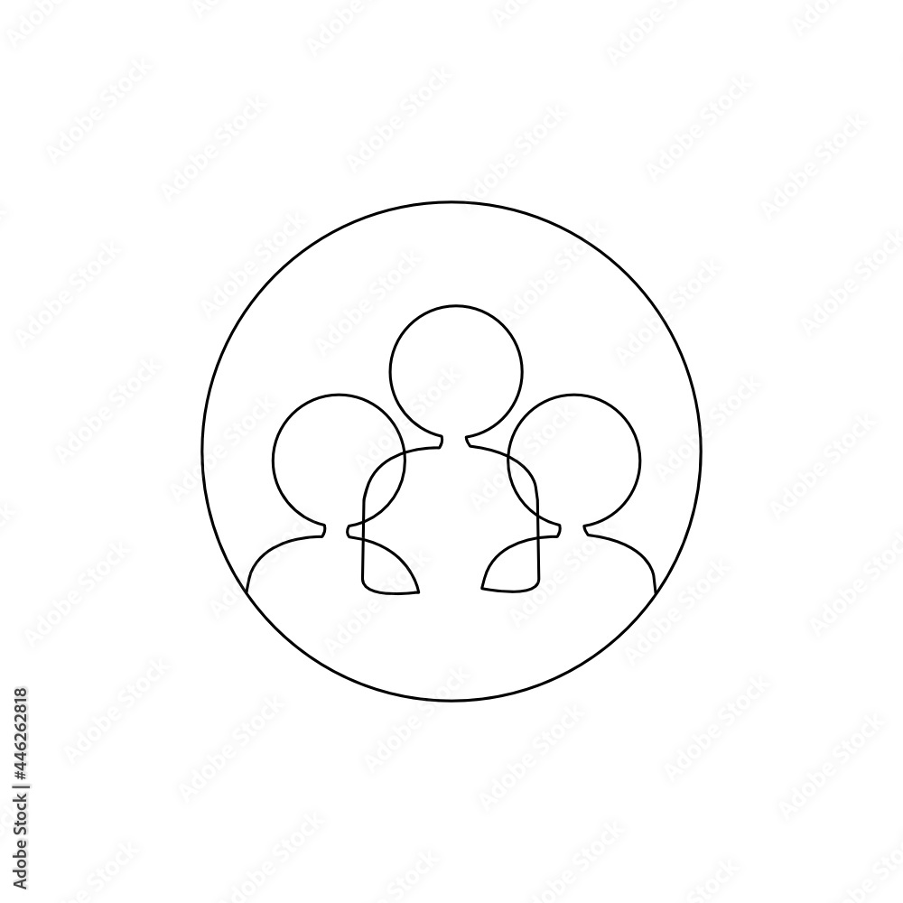Obraz premium Creative Three People team continuous line drawing on white background.