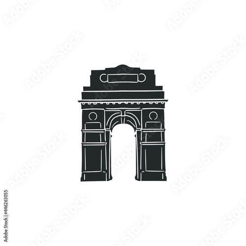 India Gate Icon Silhouette Illustration. Architecture Vector Graphic Pictogram Symbol Clip Art. Doodle Sketch Black Sign.