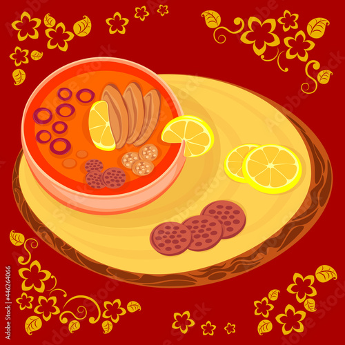 Hodgepodge cooked in steep meat broth