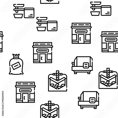 Oil Production Plant Vector Seamless Pattern Thin Line Illustration