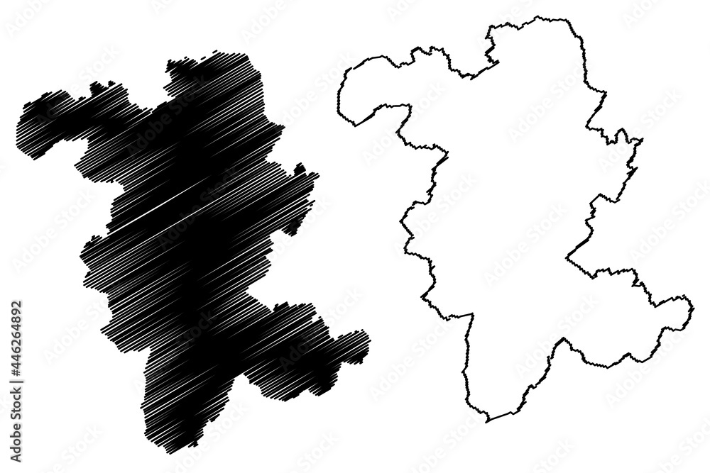 Rheinisch-Bergischer district (Federal Republic of Germany, State of North Rhine-Westphalia, NRW, Cologne region) map vector illustration, scribble sketch Rheinisch Bergischer Kreis map