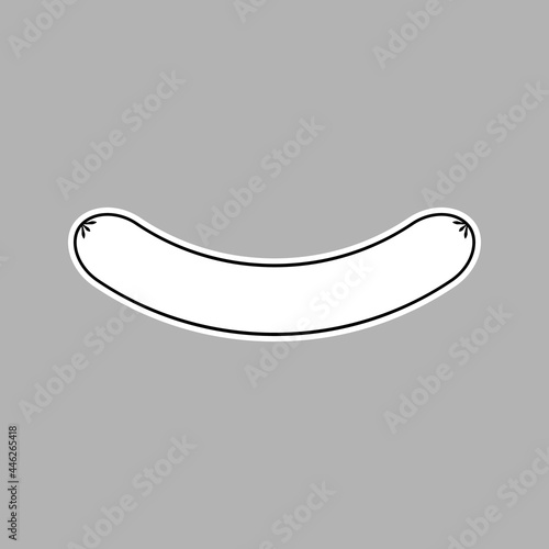 Sausage black and white outline vector illustration. Isolated drawing on blank background.