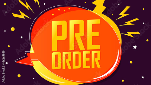 Pre-Order Sale, discount poster design template. Promotion banner for shop or online store, vector illustration.
