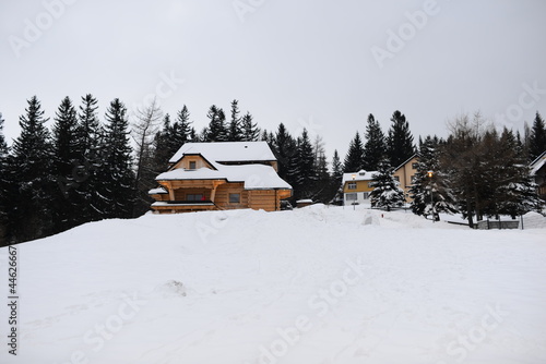 house in winter in the mountains