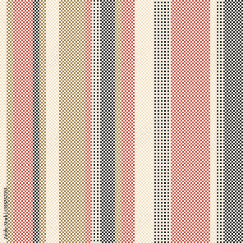 Stripe pattern bayadere in brown, beige, red. Seamless pixel textured vertical stripes background for dress, shirt, jacket, trousers, notebook cover, other modern autumn winter fashion textile print.