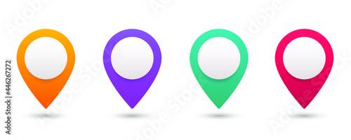 Set pin map marker pointer icon, GPS location flat symbol – vector.