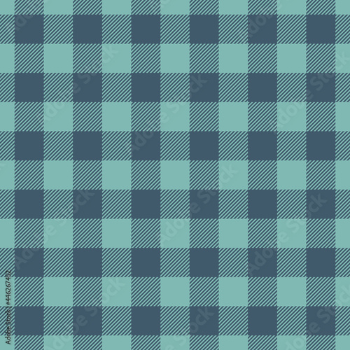 Vichy pattern in turquoise green blue and white. Seamless spring summer gingham graphic vector background for tablecloth, picnic blanket, oilcloth, other modern fashion textile design.