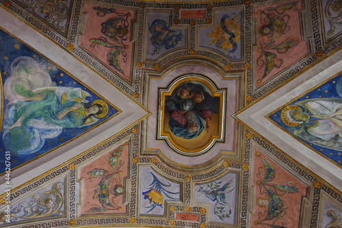 Rivisondoli  AQ  - Hermitage Sanctuary of Maria Ss della Portella - The precious fresco of a part of the barrel vault.