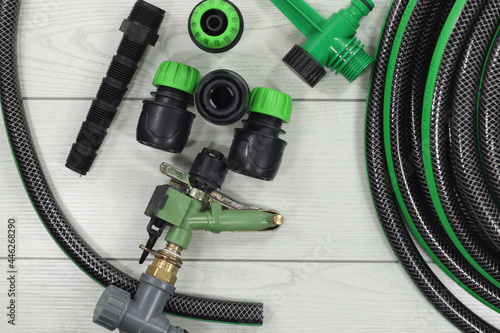 garden watering garden irrigation accessories hose and spuzziono with fittings photo