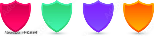 Set of color shields icons isolated on white background. Vector design elements.