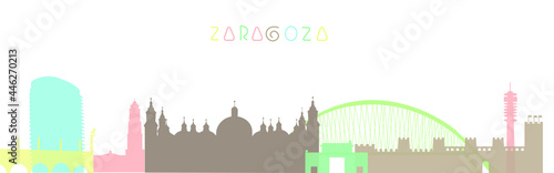 Zaragoza Skyline silhouettes in pastel colors