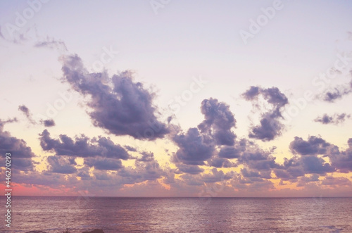 Beautiful Sunrise  over the Sea .Sea Landscape with Cloudy Purple Sky © boryanam