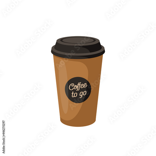 Coffee to go cup. Vector illustration cartoon flat icon isolated on white background.