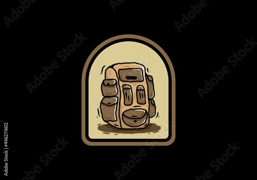 Brown color of backpack vintage badge