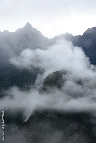 mountain with fog