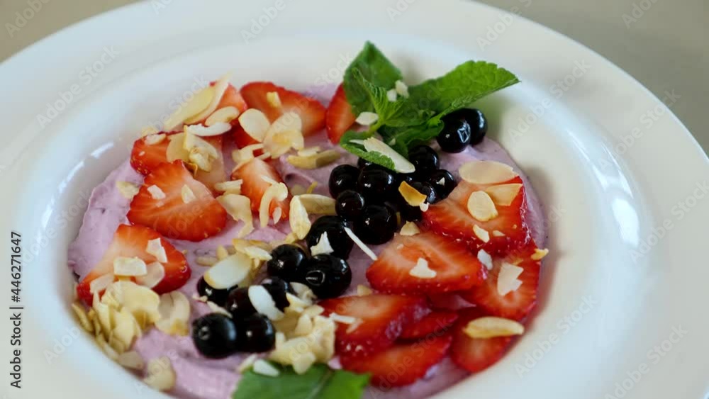 delicious and quick breakfast with different summer berries and healthy cottage cheese delicious and quick breakfast with different summer berries and healthy cottage cheese