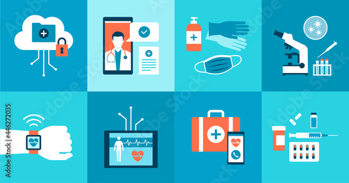 Prevention, healthcare and medicine icons