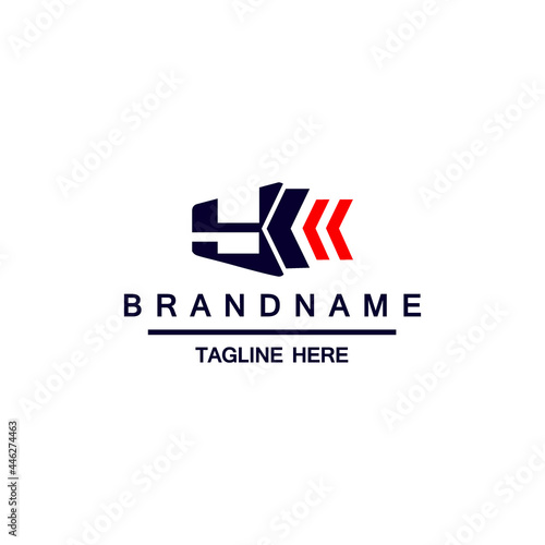 Three arrows logo form letter Y creative tech emblem, 3 cursor direction converge in one point, business card abstract box shape design element template