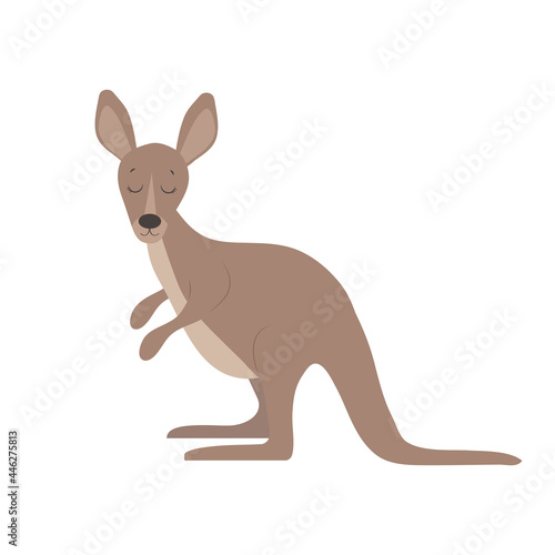 Cute cartoon kangaroo, flat style illustration.