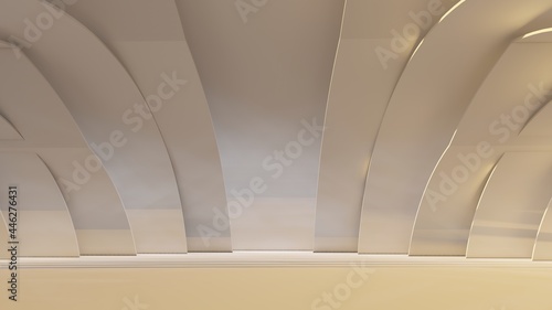 Futuristic architecture background curved walls in design interior 3d render