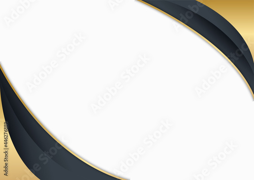 Modern black gold abstract presentation background with wave and golden lines and white space for text