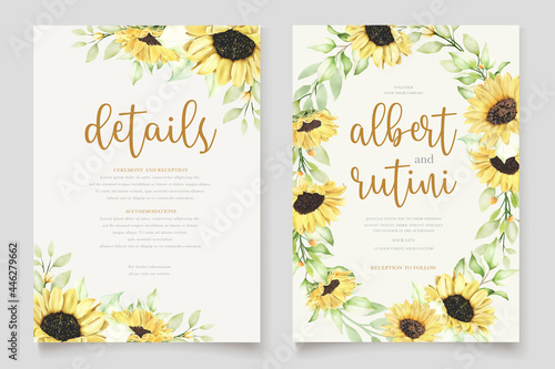 watercolor sunflower invitation card