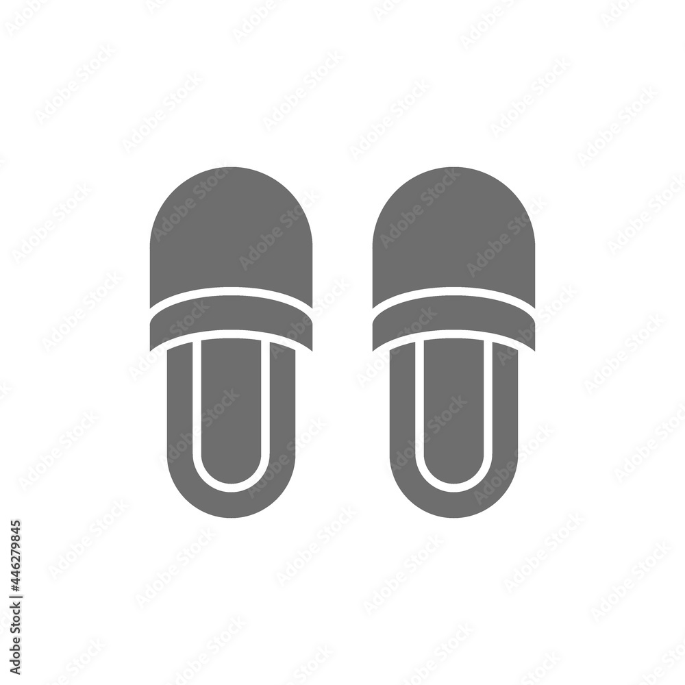 Slippers, house shoes grey icon. Isolated on white background Slippers, house shoes grey icon. Isolated on white background