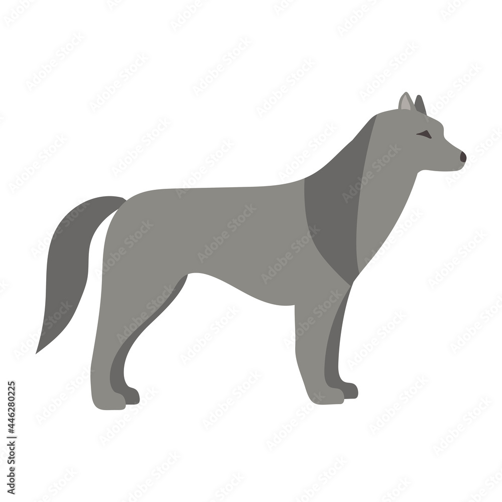 Cartoon illustration of a gray wolf