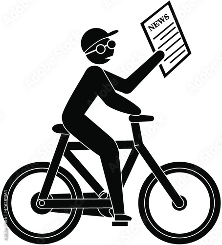 Press. Newspaper vector icons. Newspapers set: stacks and rolls of newspapers, postman, paperboys, newspaper vending machine, mailbox - Hand Drawn Doodles illustration photo