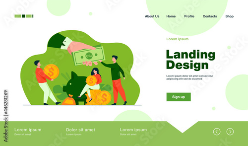 Social support concept. Residents getting basic benefits from government. Flat vector illustration income, charity, financial help, poverty reducing concept