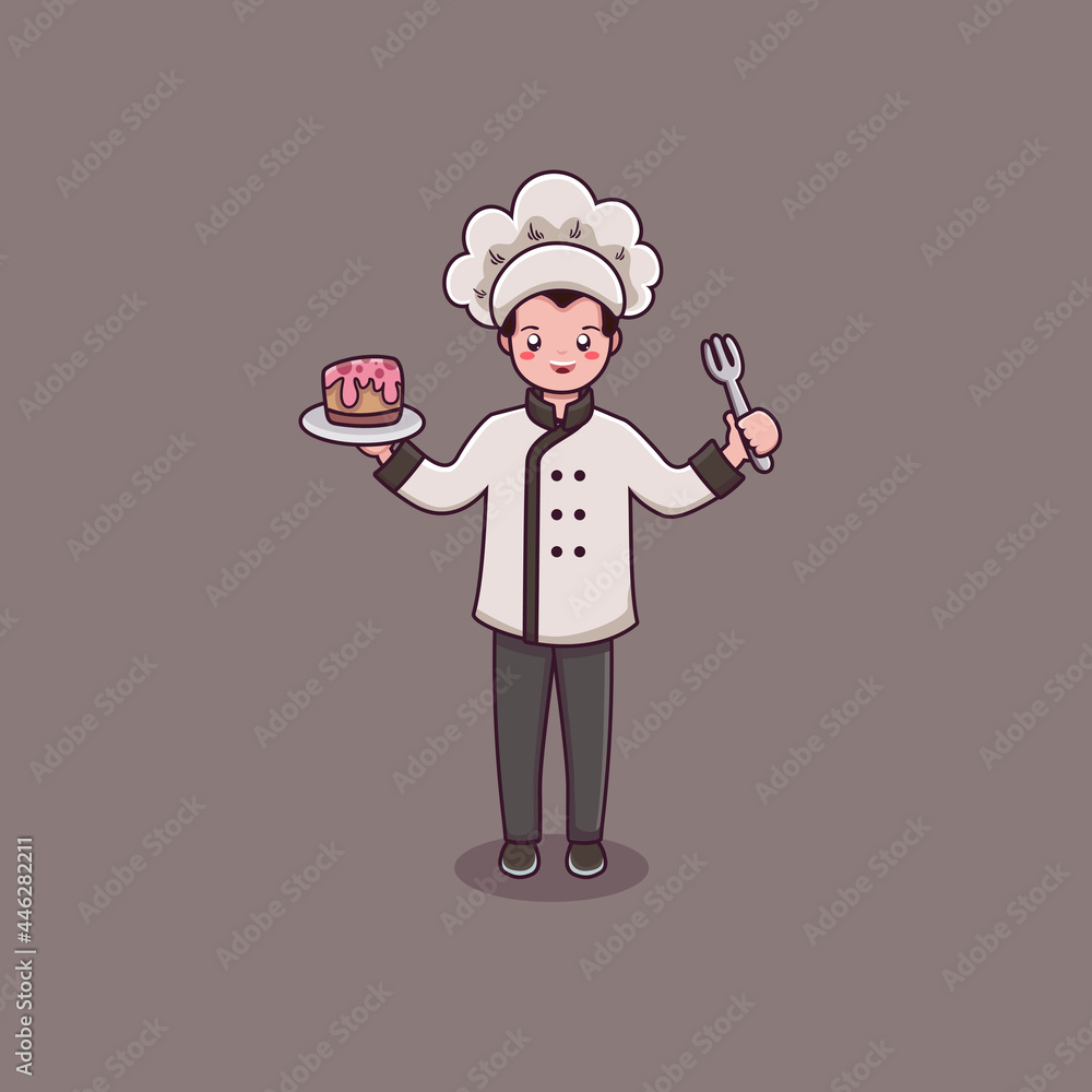 Man chef cooking cartoon illustration. chef vector Man chef cooking cartoon illustration. chef vector