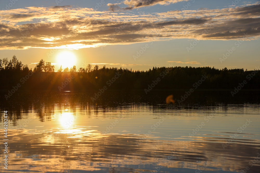 sunset on the lake