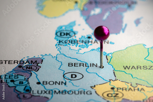Berlin, Germany, Europe pinned on a map. Destinations, Day trip, Travel, Destination