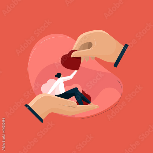 Hand holding a heart symbol, Charity and donation, Give love and share love concept