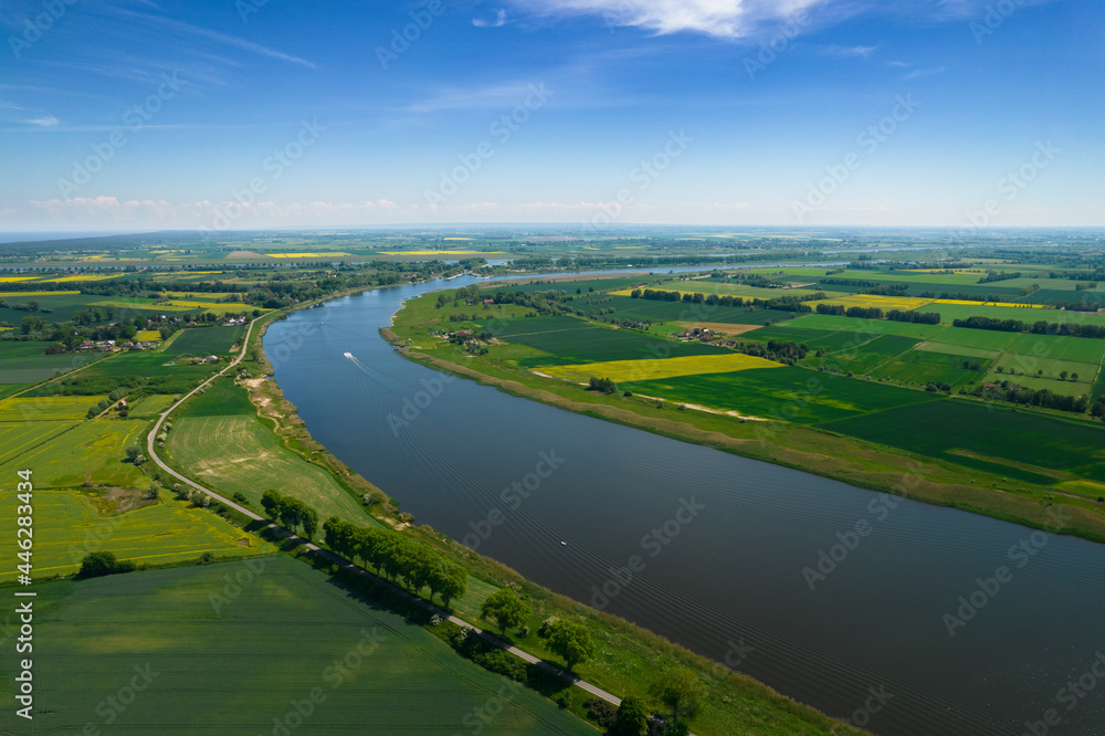 Aerial view of the Vistula River - Sobieszewo Island
