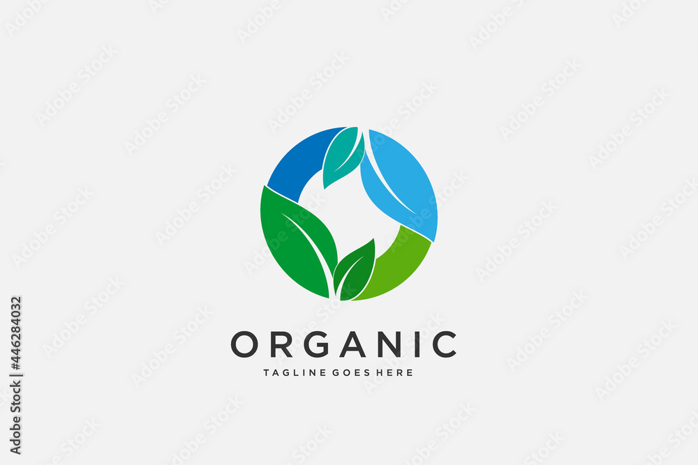 vector logo design Green eco letters O logo with leaves template. ,symbol, alphabet , botanical , natural