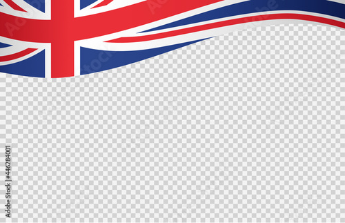 Waving flag of  UK isolated  on png or transparent  background,Symbols of  United Kingdom,Great Britain,template for banner,card,advertising ,promote, TV commercial, ads, web, vector illustration