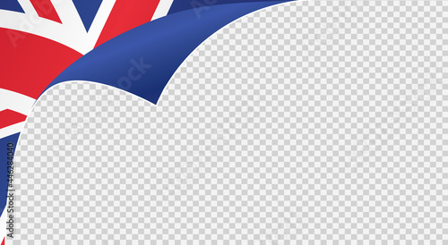 Curled corner UK flag isolated  on png or transparent  background,Symbols  United Kingdom,Great Britain , template for banner,card,advertising ,promote,ads, web design, magazine, news paper, vector