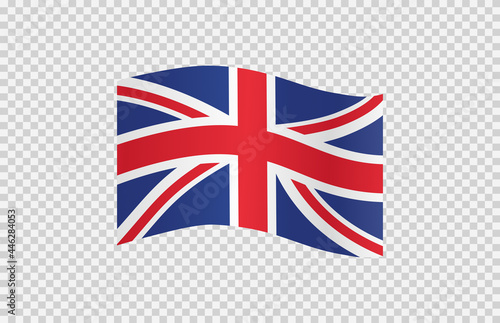 Waving flag of UK isolated on png or transparent background,Symbols of United Kingdom,Great Britain,template for banner,card,advertising ,promote, TV commercial, ads, web, vector illustration