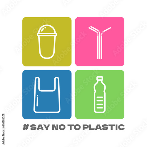 vector colorful icon say no to plastic