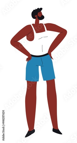 Active male character wearing sportive clothes