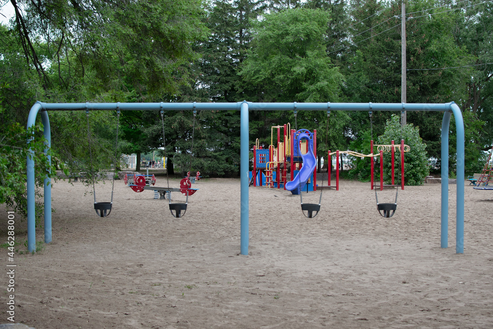 children's swings in a public park