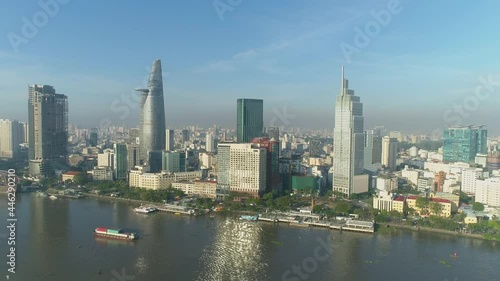 Aerial view of District 1, the central urban district of Ho Chi Minh City, the largest city in Vietnam