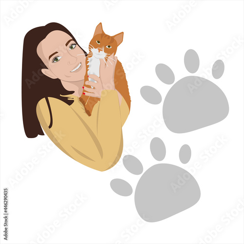 Red Cat. The girl is holding a cat. World street animal day International day of homeless animals. Animal Protection Day. Pets. Domestic cat. Day of the cat