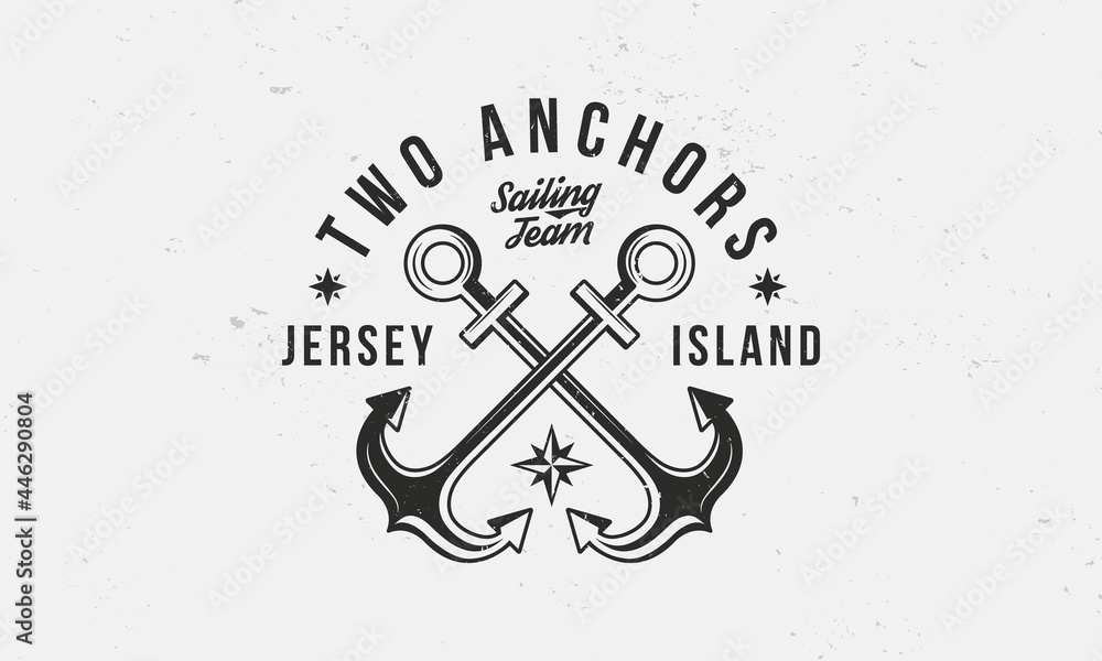 Sailing Team Logo Poster Nautical Vintage Trendy Logo With Crossed