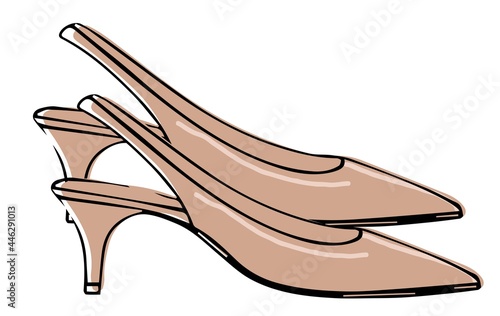 Slingback shoes on kitten heel, women footwear