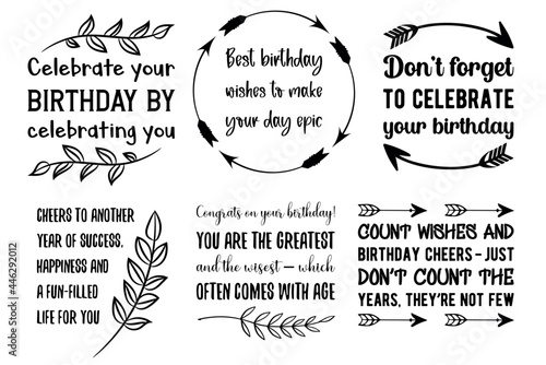 Happy birthday wishes and vector quotes