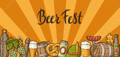 Illustration for beer festival or Oktoberfest. Background for pub or bar menu and flyers.