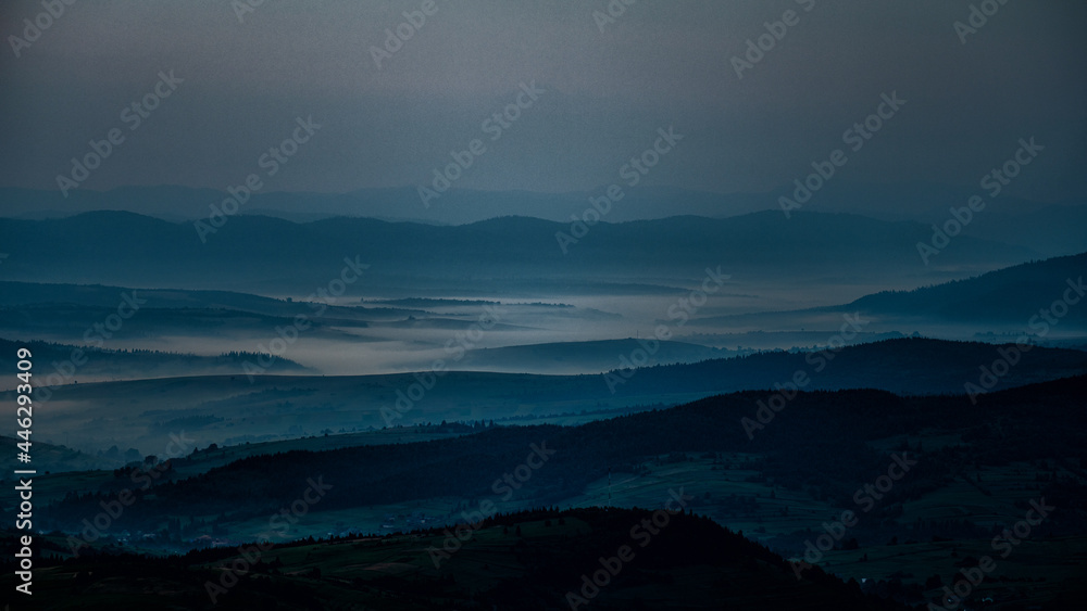 Sunrise in the the Eastern Bieszczady. Ukraine.