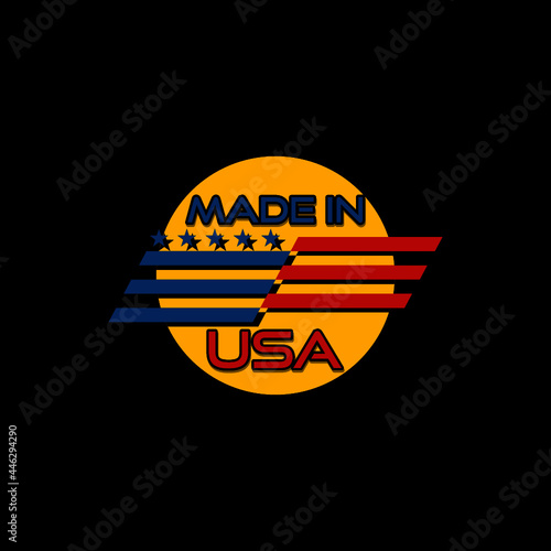 Made in USA round badge isolated on dark background photo